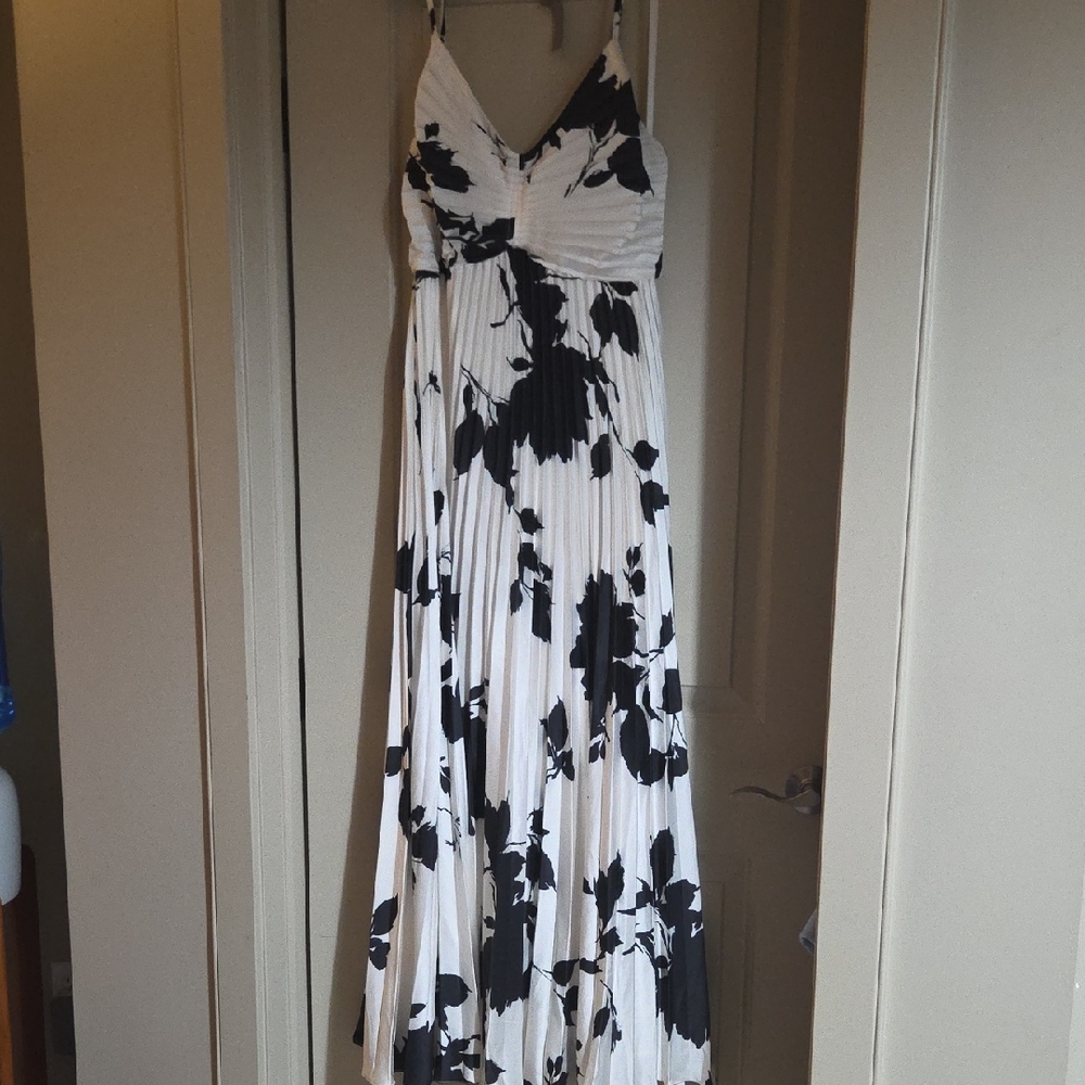 Le Chateau Black and White Floral Maxi Dress